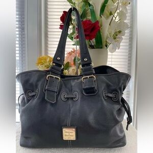 Dooney & Bourke black Pebble Grain Leather Chiara Shoulder HOBO Bag